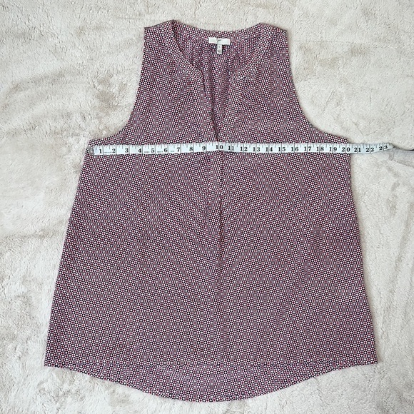 Joie Aruna 100% Silk Red, White & Blue Sleeveless Split Neck Blouse Top - Size L - Picture 7 of 10